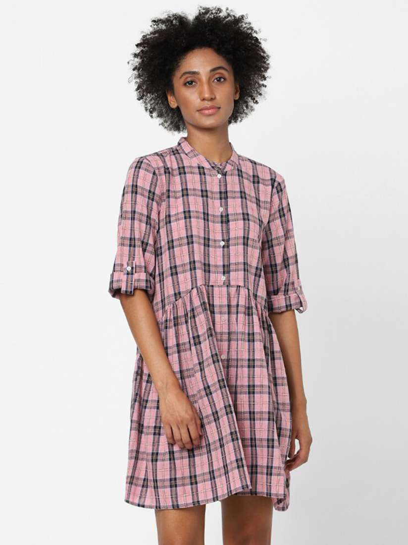 Buy ONLY Women Pink Checked A Line Dress Dresses for Women 17909166 Myntra