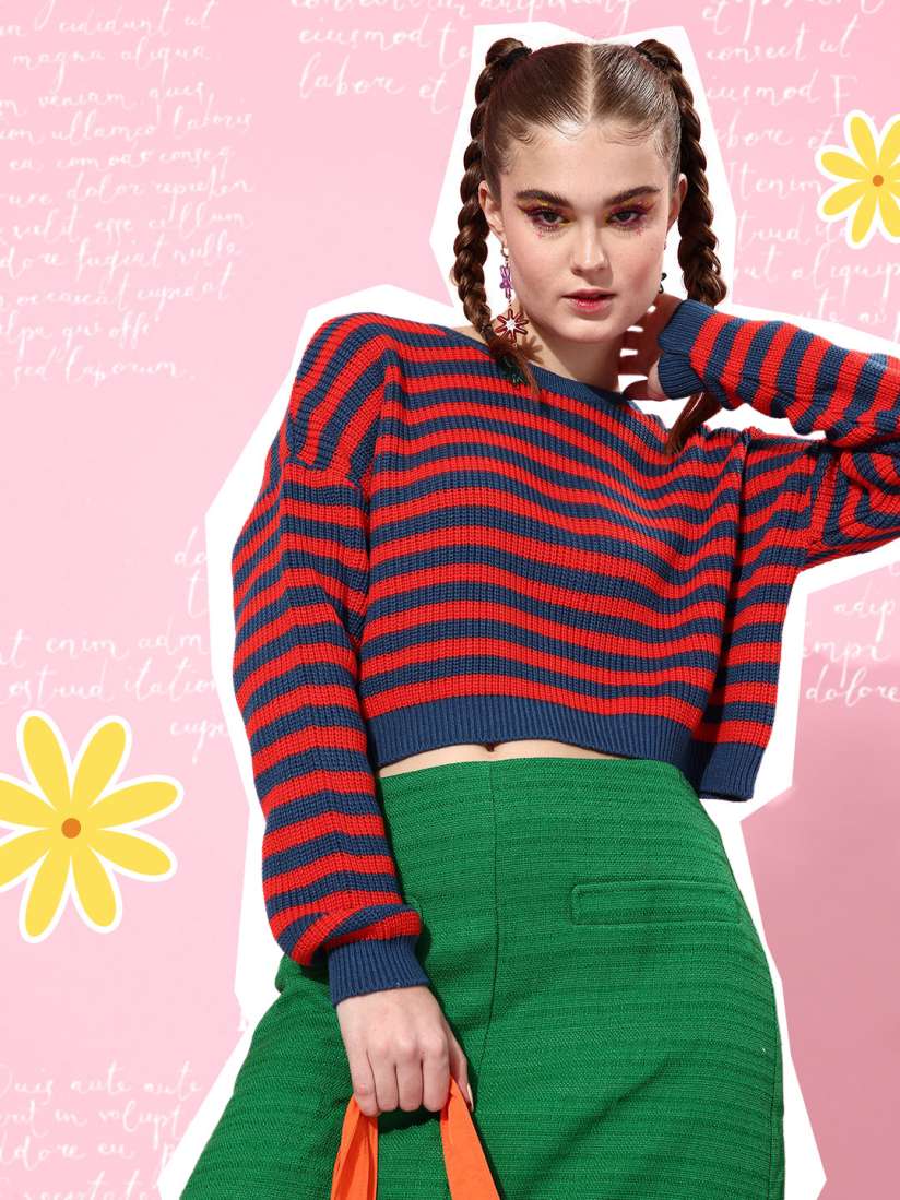 Red and green striped sweater dress cheap