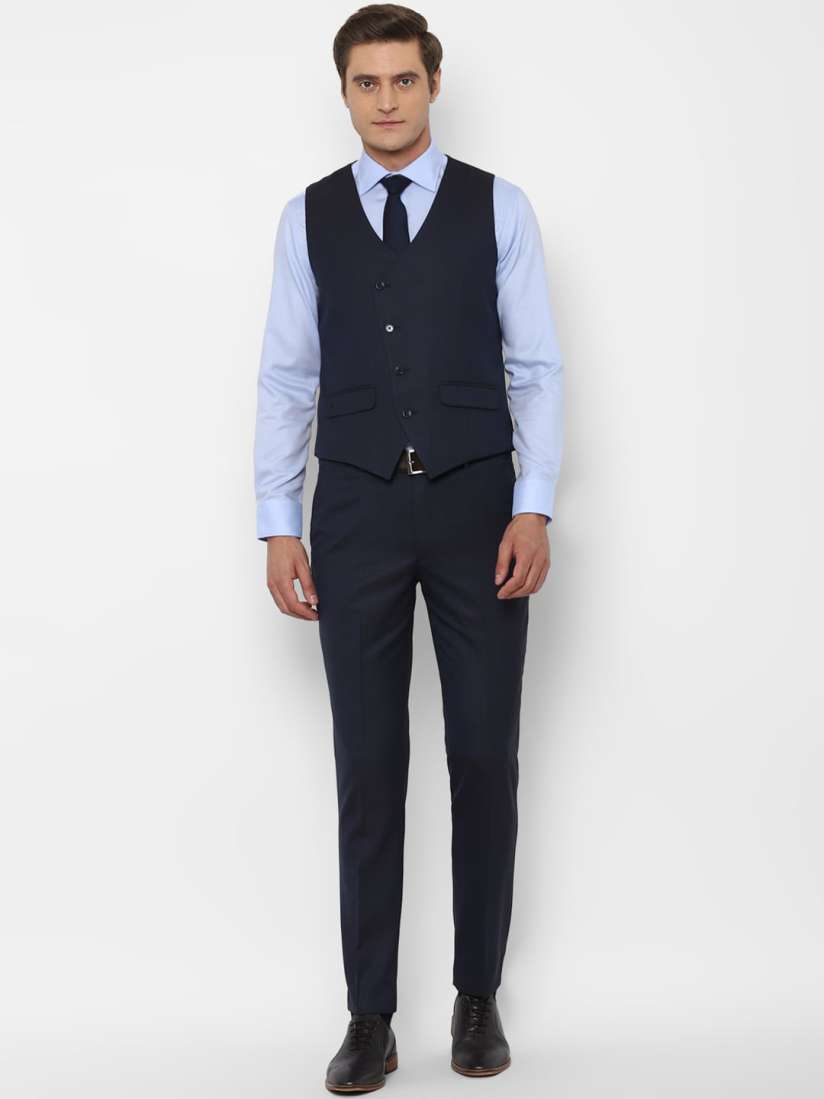 Buy Louis Philippe Men Navy Blue Solid Slim Fit Single Breasted Three Piece Formal Suit Suits for Men 17915508 Myntra