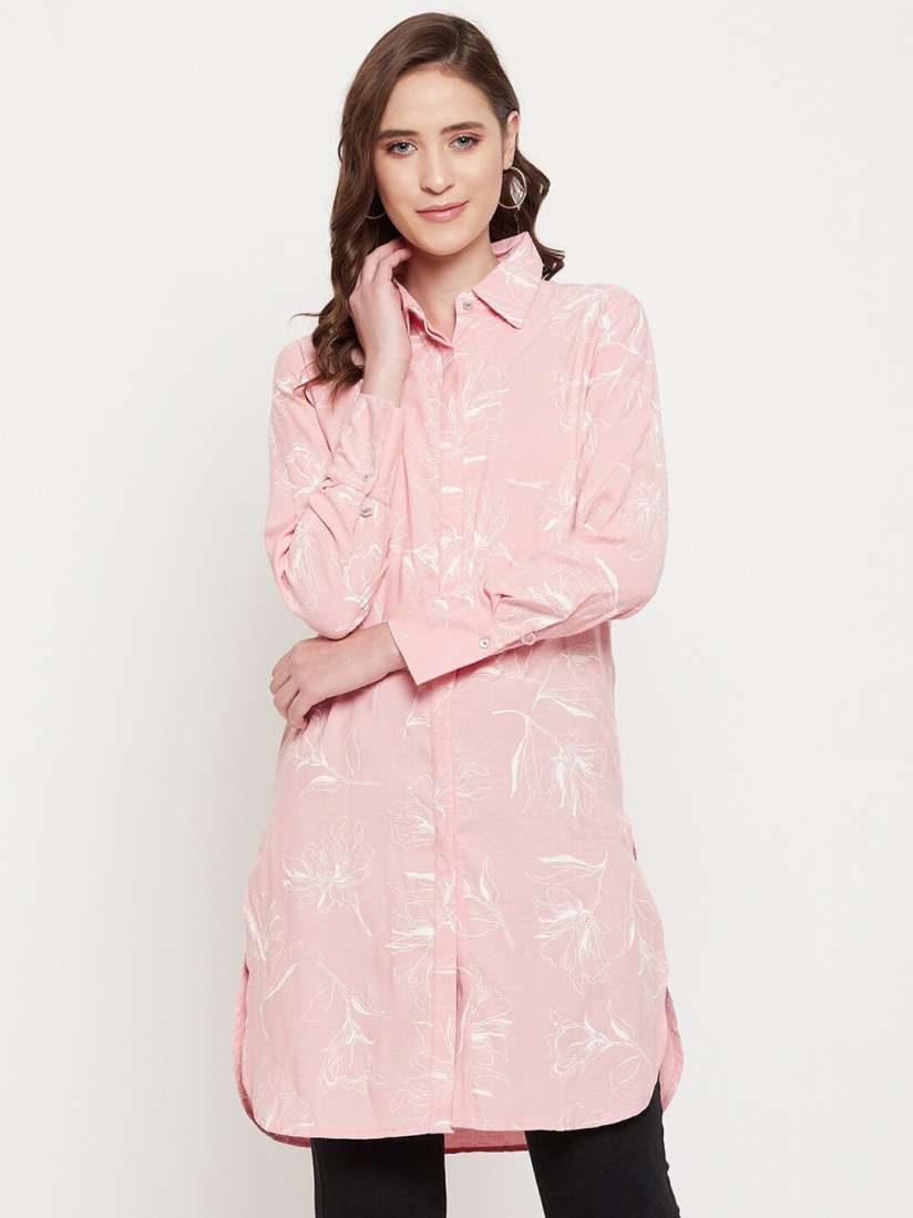 Buy Madame Women Peach Coloured Floral Printed Casual Shirt Shirts for Women 17915646 Myntra