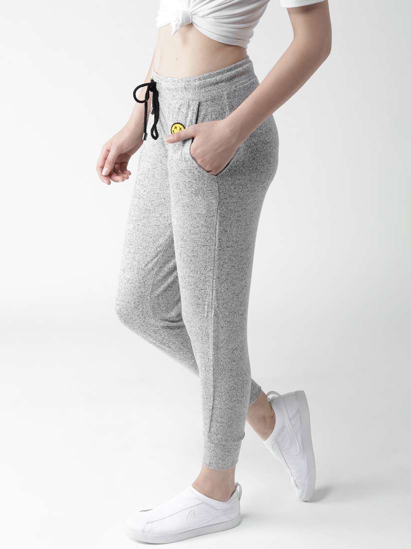 Buy FOREVER 21 Grey Melange Joggers Track Pants for Women 1793049 Myntra