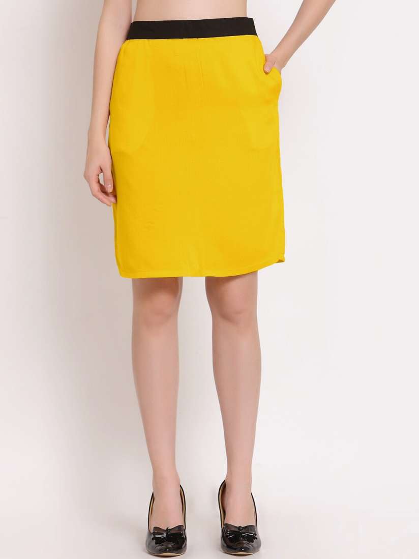Buy Patrorna Plus Size Mustard Yellow Knee Length Pencil Skirt Skirts for Women 17931772 Myntra