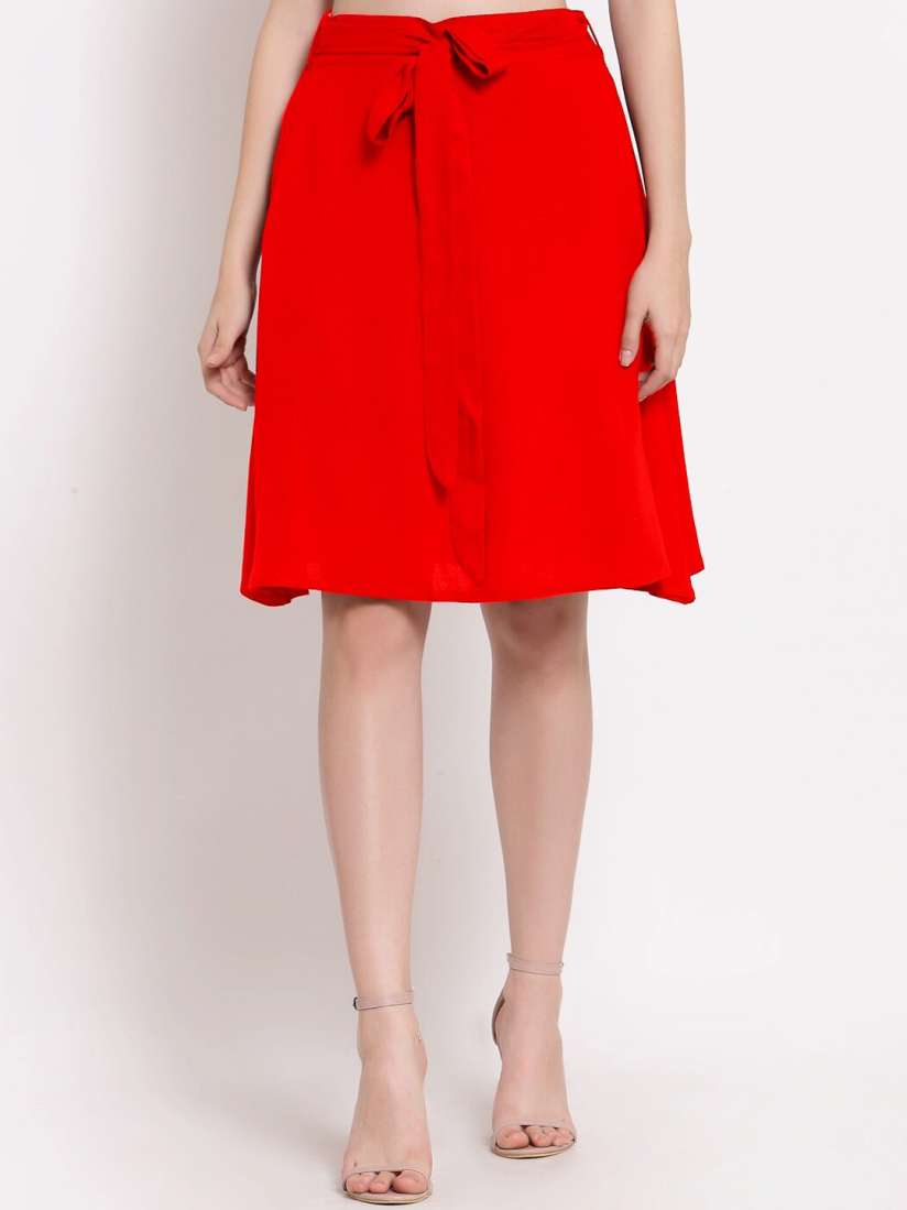 Buy PATRORNA Women Red Solid Knee Length A Line Skirt Skirts for Women 17934372 Myntra