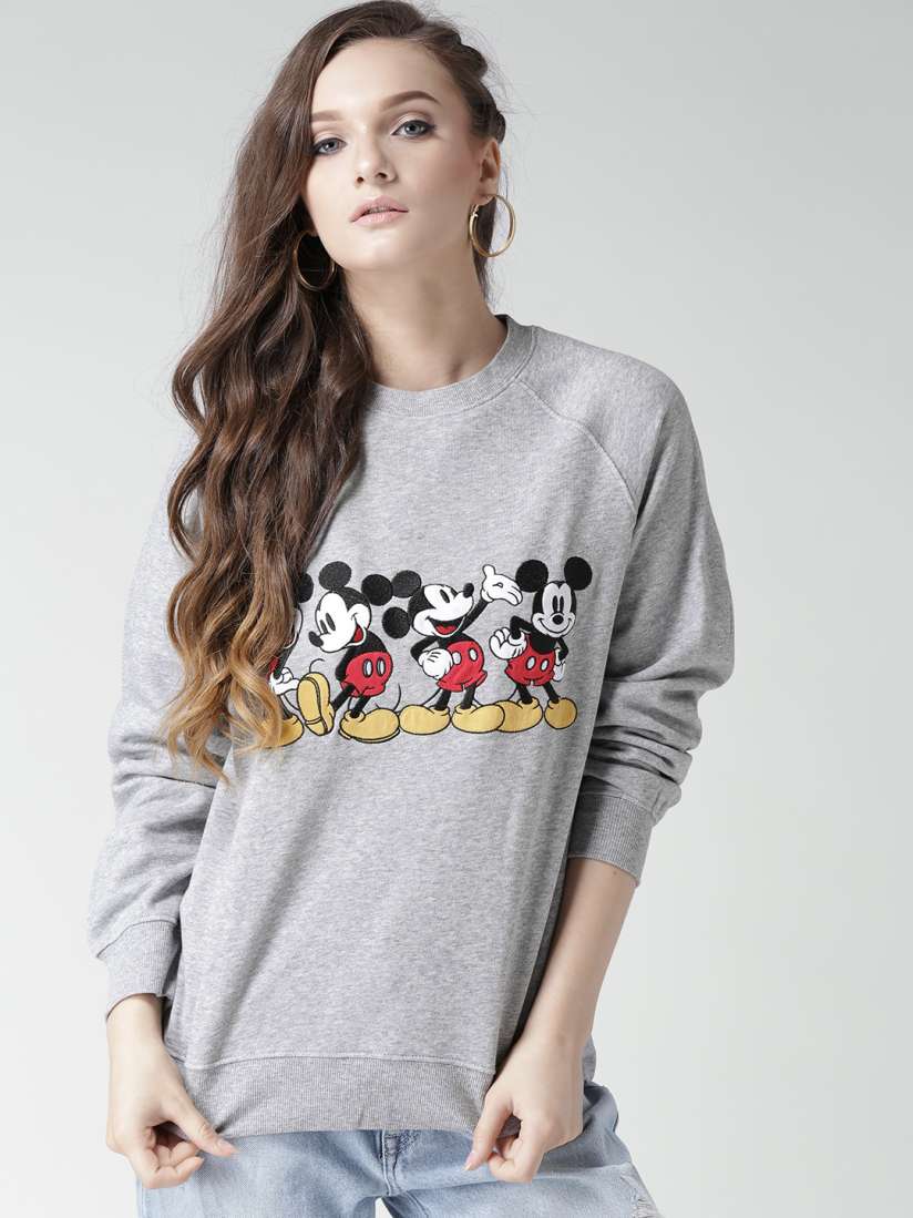 Buy FOREVER 21 Women Grey Melange Applique Detail Sweatshirt Sweatshirts for Women 1793450 Myntra