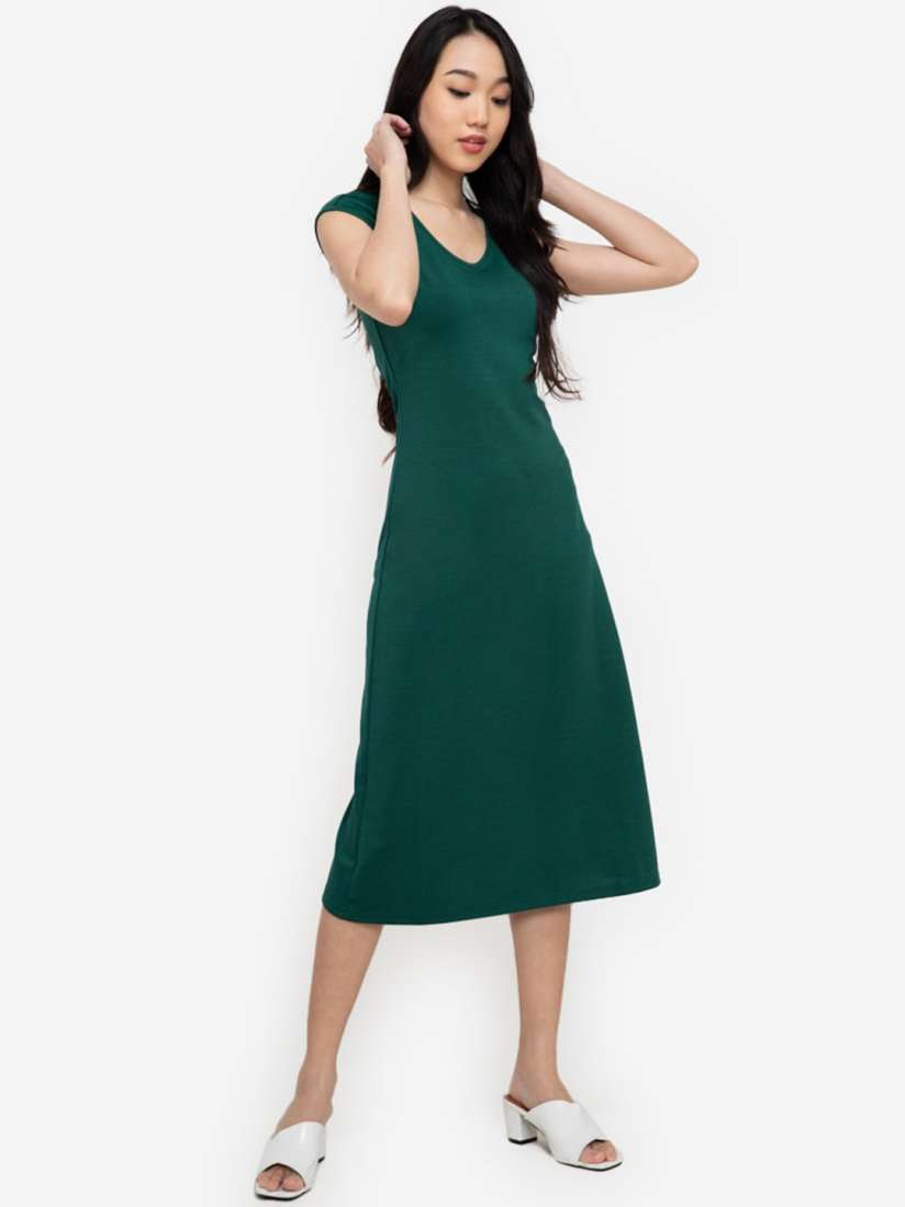 Buy ZALORA BASICS Women Green Solid A Line Dress Dresses for Women 17943278 Myntra