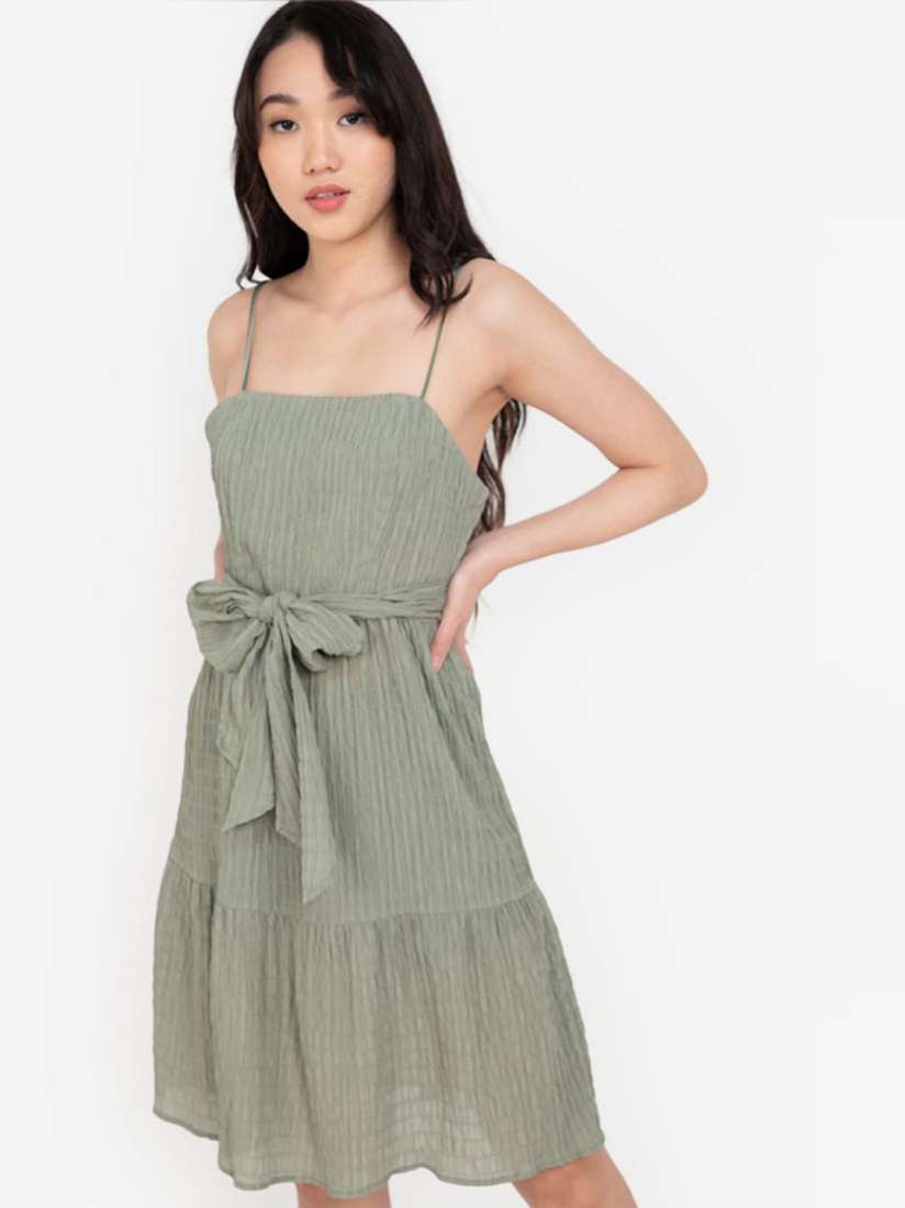 Buy ZALORA BASICS Women Green Solid Drop Waist Mini Dress Dresses for Women 17943484 Myntra