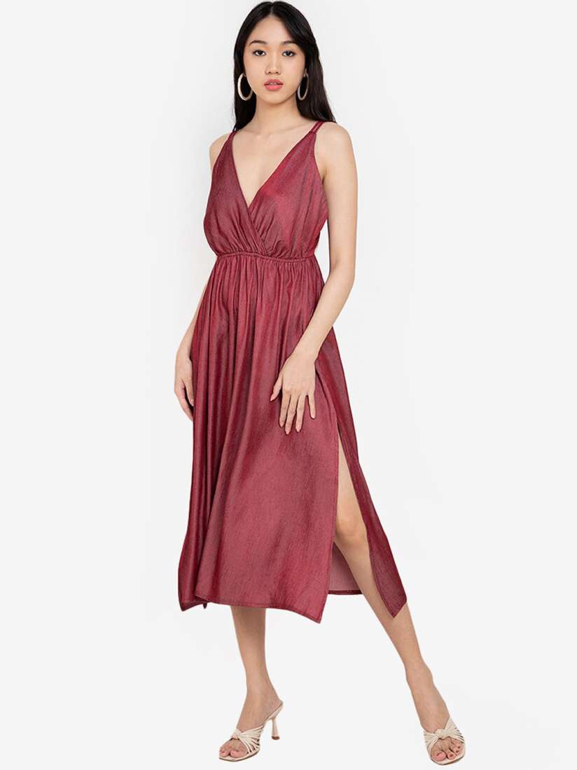 Buy ZALORA BASICS Women Red Solid Midi Dress Dresses for Women 17943522 Myntra