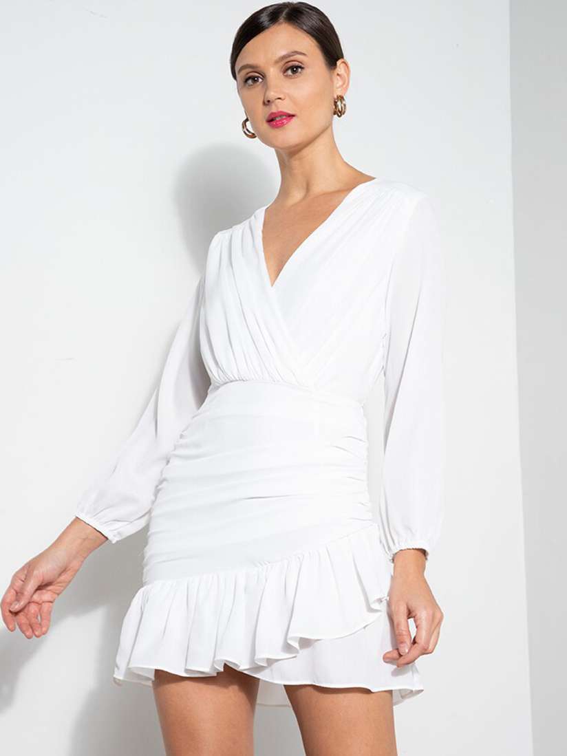Buy ZALORA OCCASION Women White Solid V neck Wrap Dress Dresses for Women 17946348 Myntra
