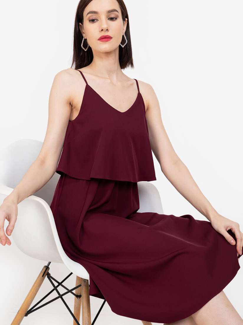 Buy ZALORA WORK Maroon Maternity Shoulder Strap A Line Dress Dresses for Women 17946644 Myntra