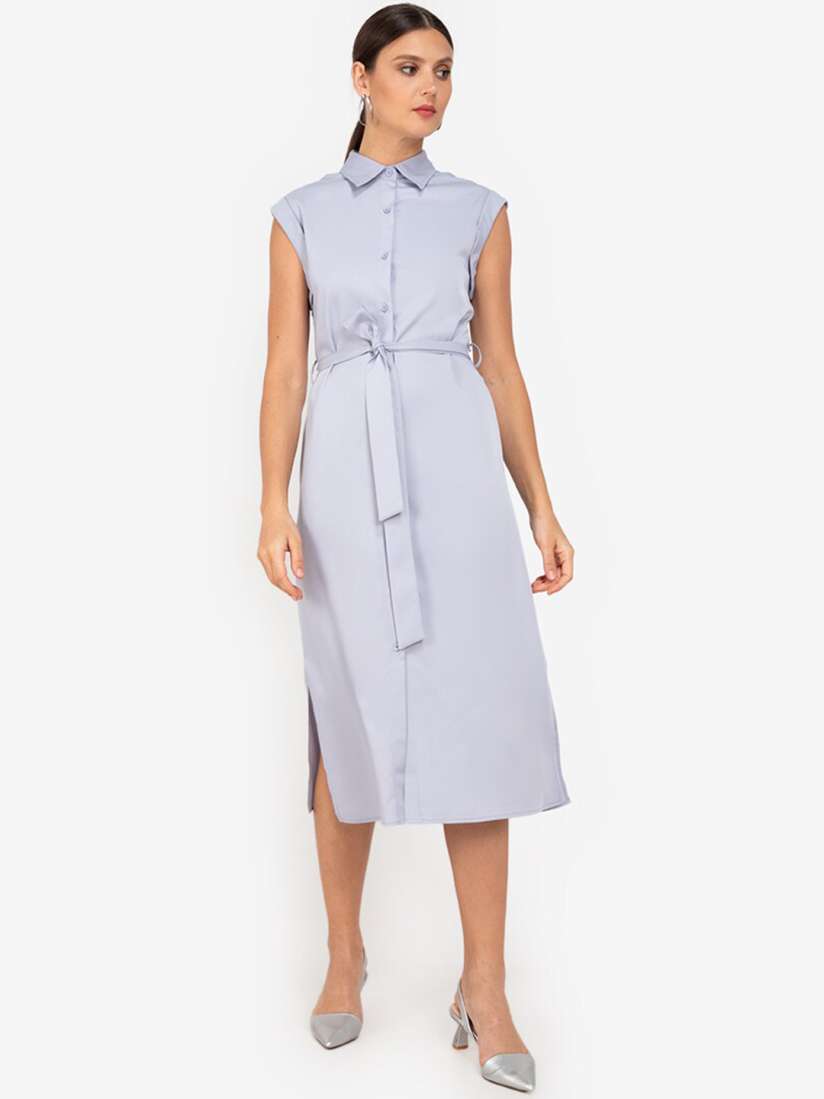 Buy ZALORA WORK Grey Solid Shirt Dress Dresses for Women 17946780 Myntra
