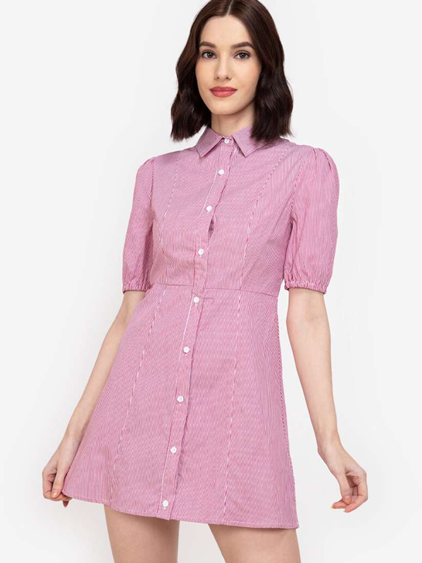 Buy ZALORA WORK Women Pink White Striped A Line Mini Dress Dresses for Women 17947816 Myntra