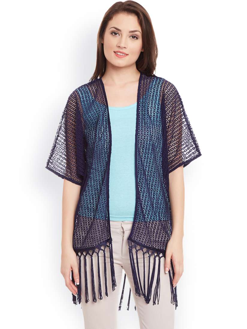 Navy crochet shrug discount