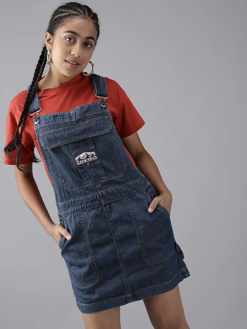 Ladies navy pinafore dress best sale