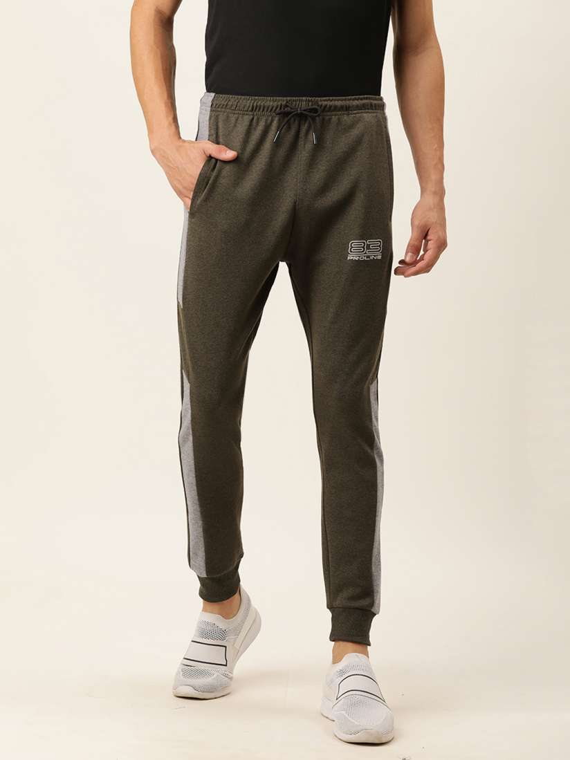 Buy Proline Active Men Olive Green Grey Colourblocked Joggers Track Pants for Men 17959816 Myntra