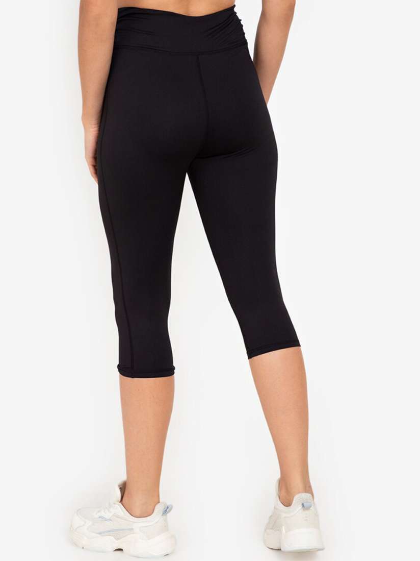 Buy ZALORA ACTIVE Women Black Gathered Waist Capri Tights Tights for Women 17962978 Myntra