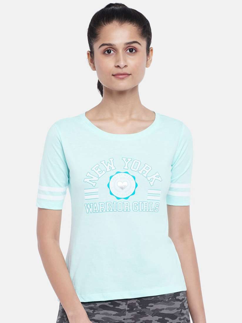 Girl Ajile T Shirts Ajile By Pantaloons Women Sea Green Typography Printed  Cotton T-shirt
