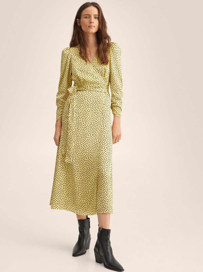 Mango yellow polka dot dress new arrivals