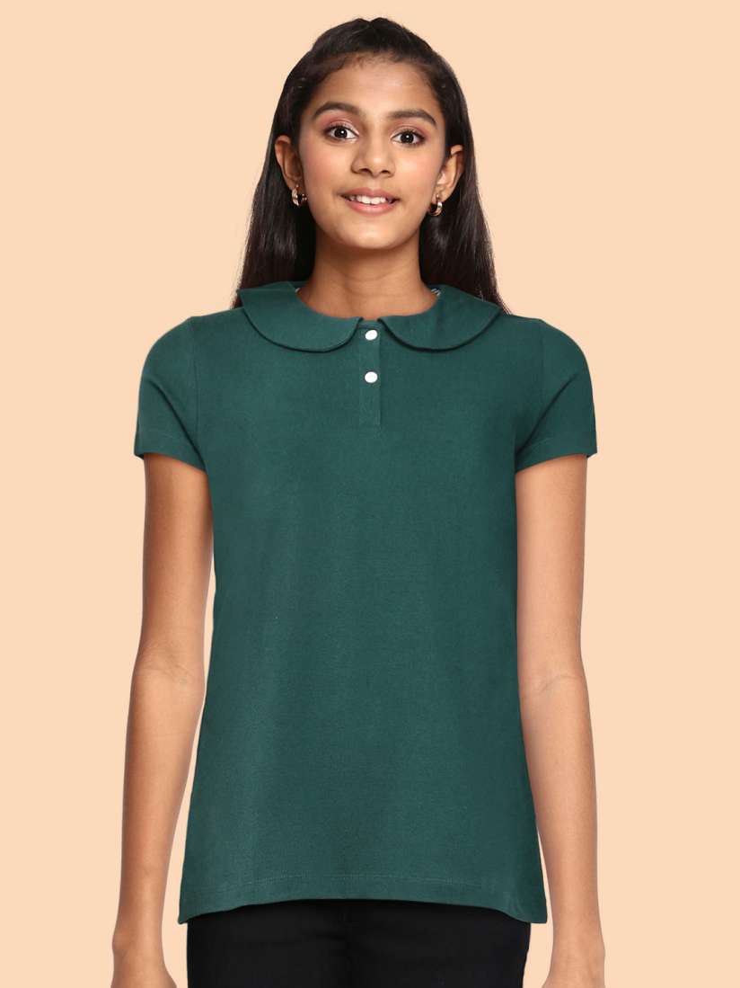 Buy METRO KIDS COMPANY Girls Green Polo Collar T shirt Tshirts for Girls 17970754 Myntra