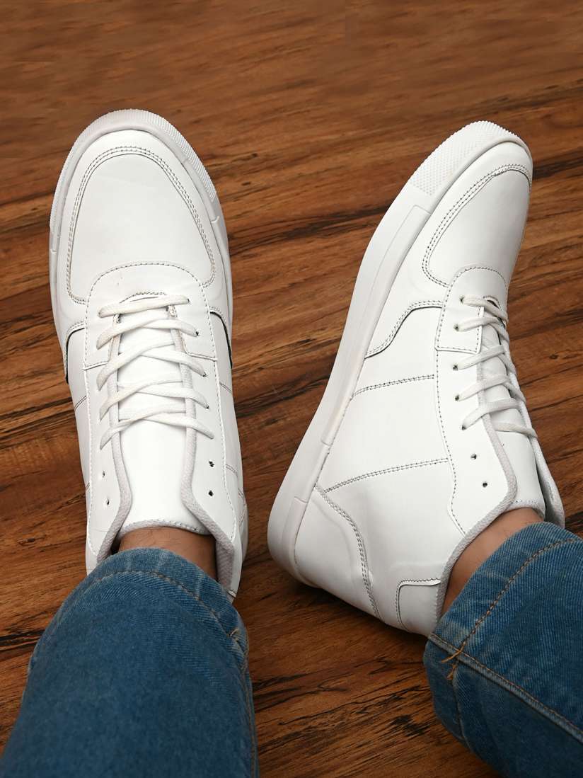 Faux leather white sneakers new arrivals