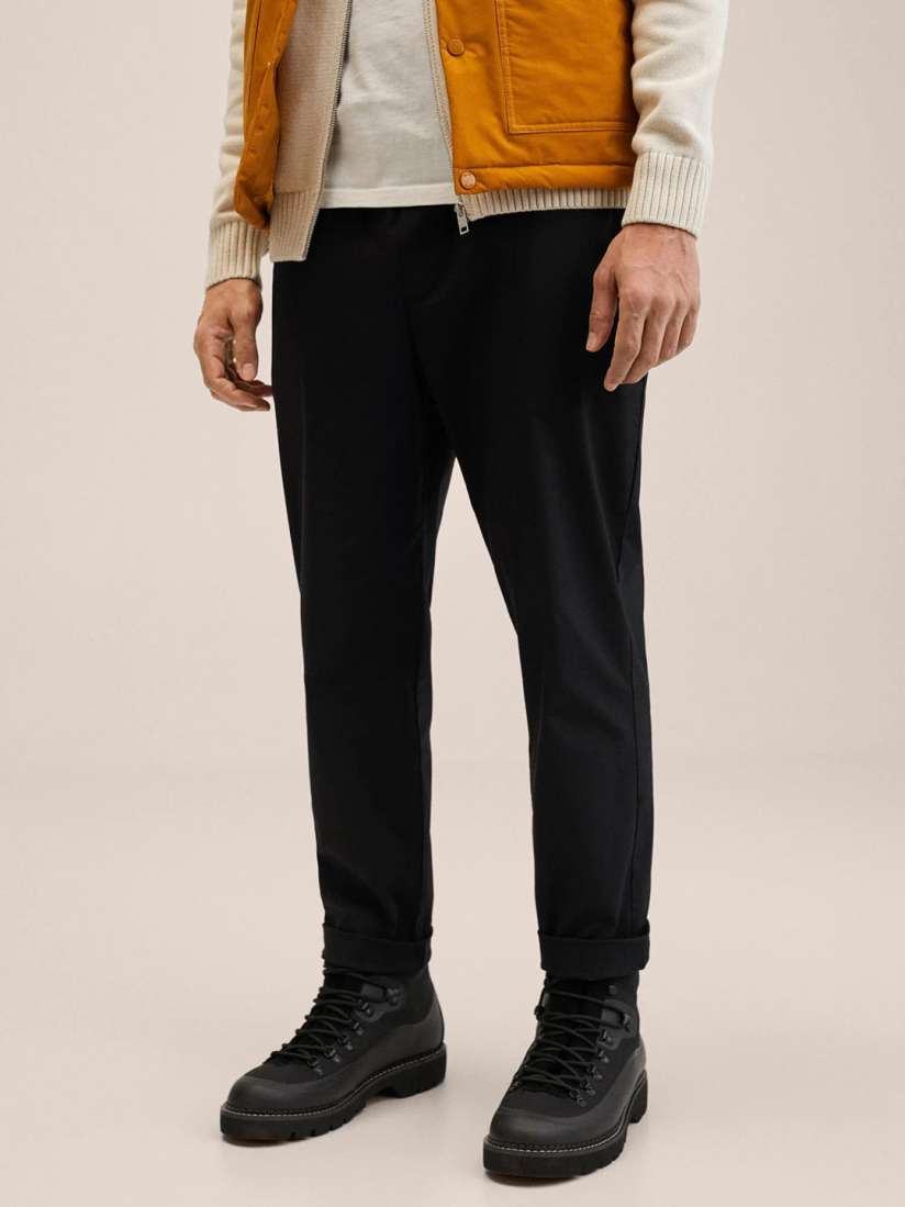 Buy MANGO MAN Black Solid Trousers Trousers for Men 17973930 Myntra