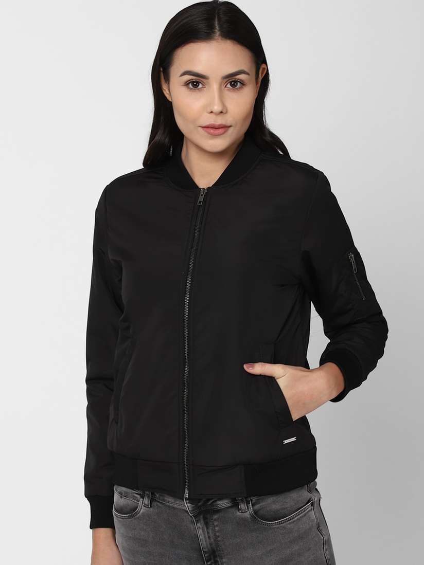 Buy Van Heusen Woman Black Bomber Jacket Jackets for Women