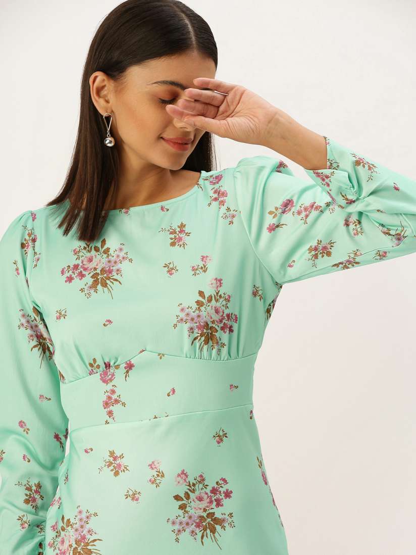 Buy FOREVER 21 Sea Green Pink Floral Printed Sheath Dress Dresses for Women 17982382 Myntra