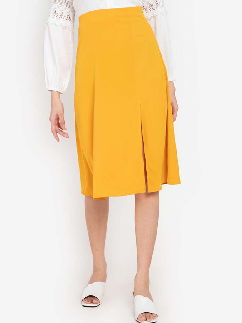 Buy ZALORA BASICS Women Yellow Solid A line Midi Formal Skirt Skirts for Women 17984090 Myntra