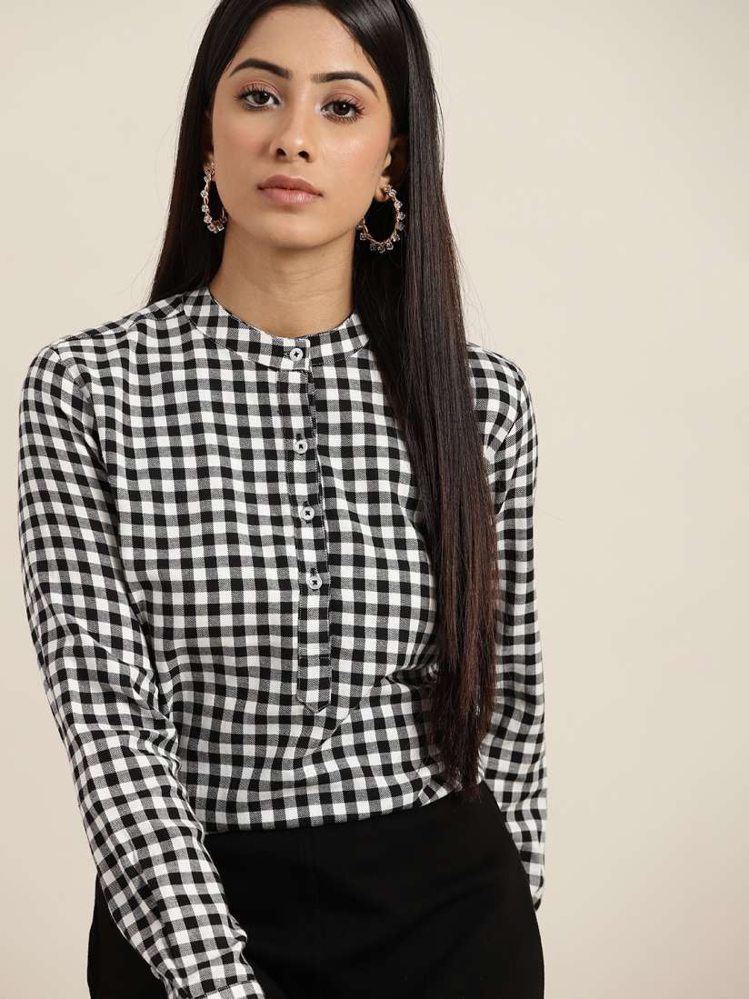 Buy Hancock Women Black White Gingham Checked Formal Shirt Shirts for Women 17984174 Myntra