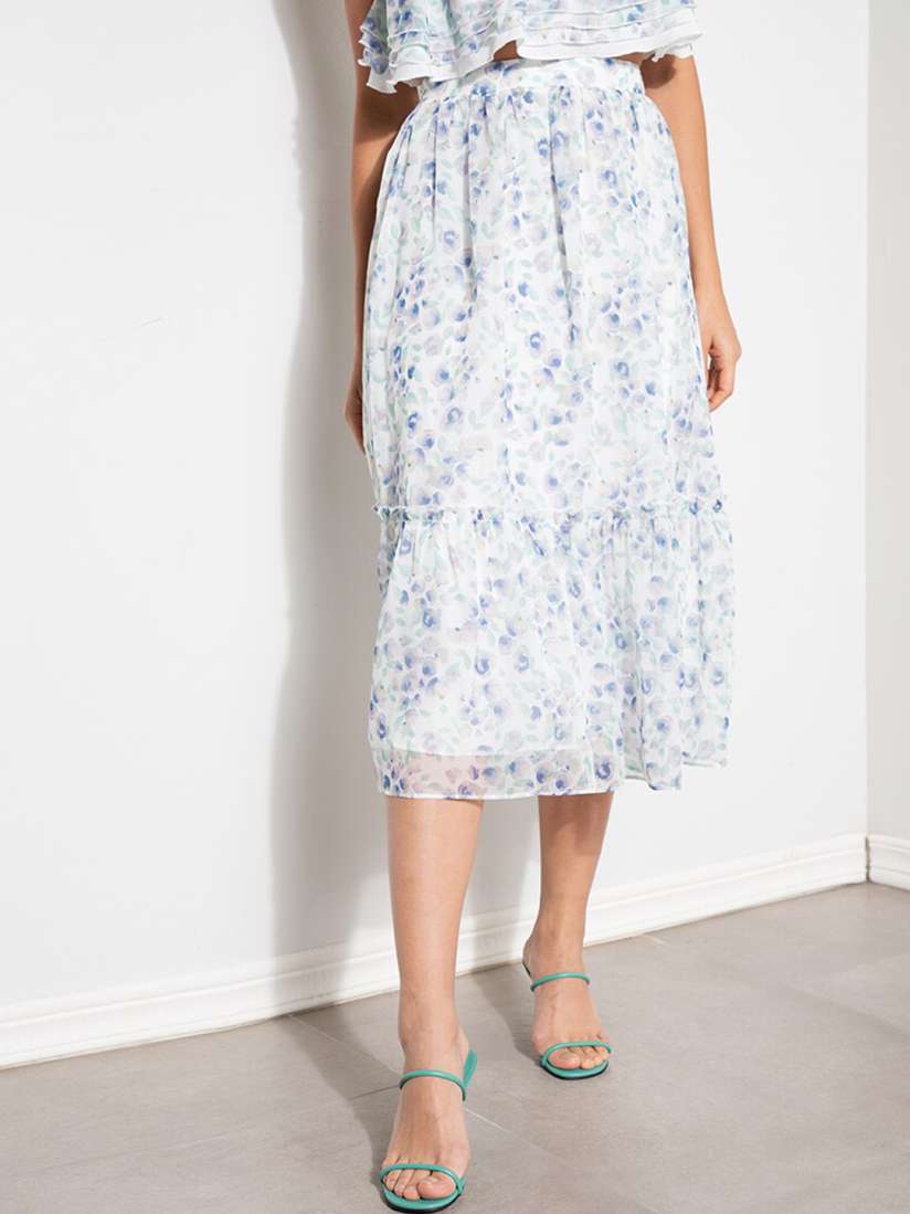 Buy ZALORA OCCASION Women White Blue Floral Printed A Line Midi Skirt Skirts for Women 17984834 Myntra