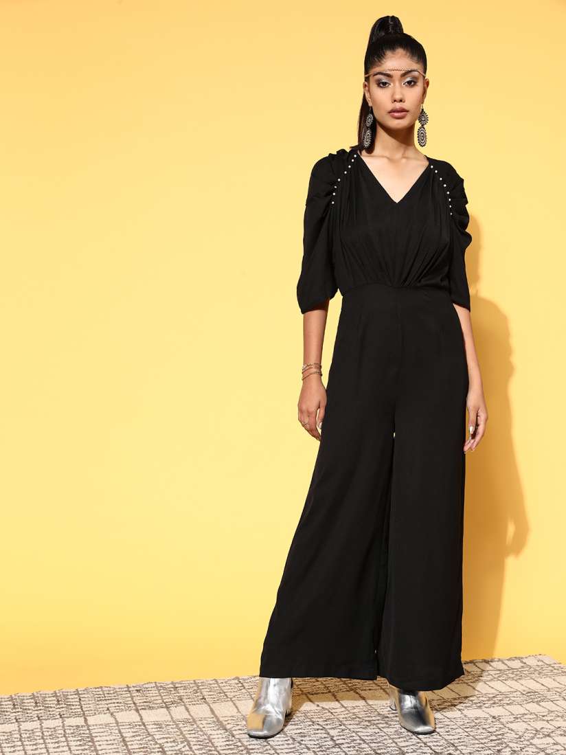 Buy SASSAFRAS Women Black Solid Joyful Jumpsuit Jumpsuit for Women 17985400 Myntra