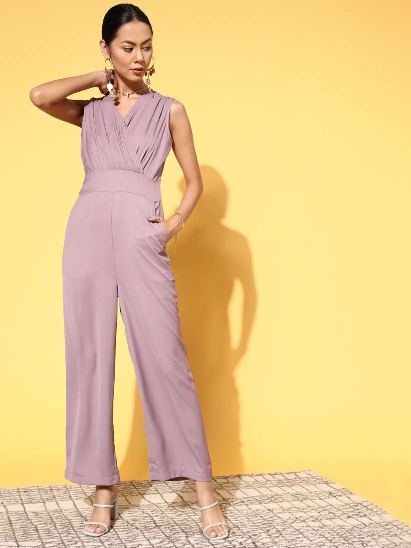 Buy SASSAFRAS Women Lavender Solid Joyful Jumpsuit Jumpsuit for Women 17985408 Myntra