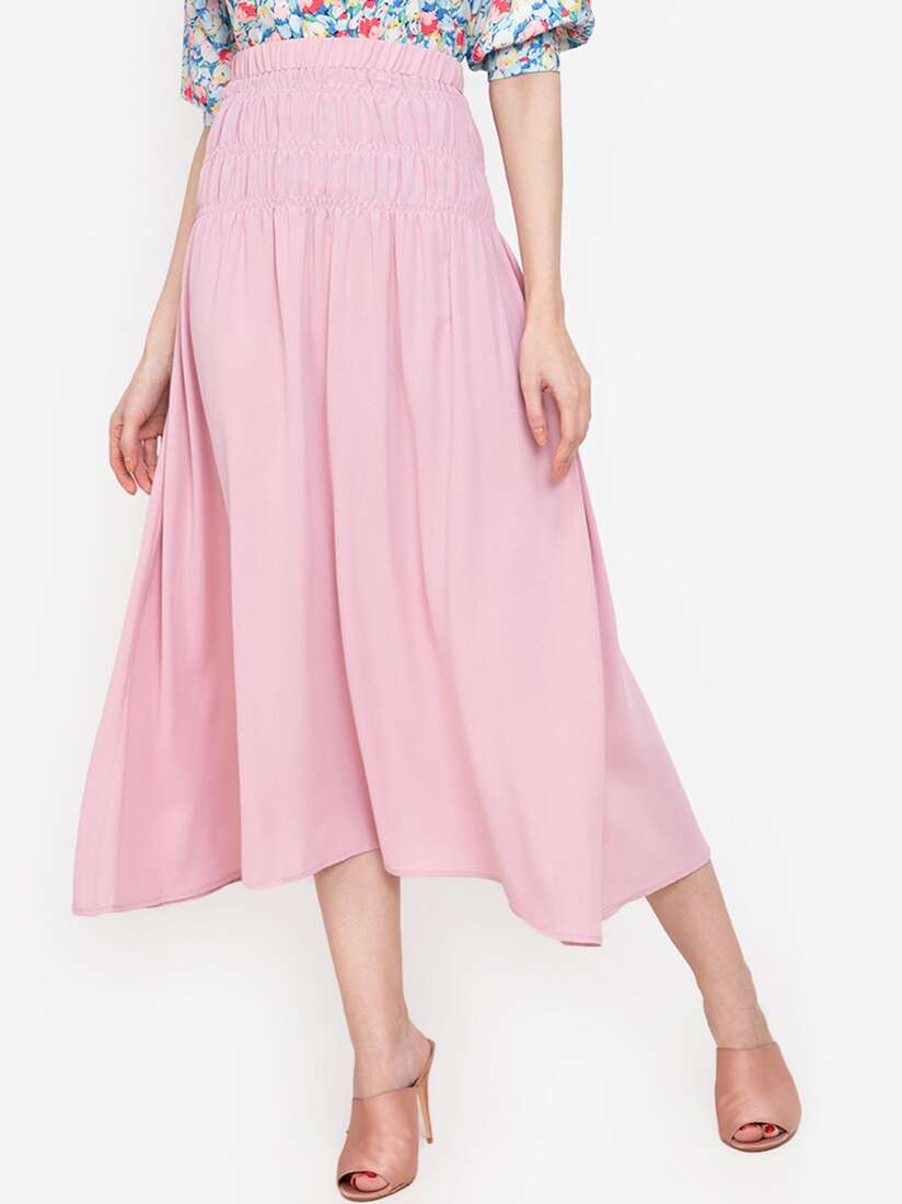 Buy ZALORA WORK Women Pink Flared Pleated Midi Skirt Skirts for