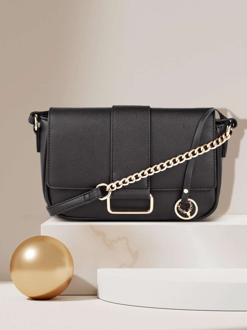 Buy Allen Solly Black PU Structured Sling Bag Handbags for Women 17985798 Myntra