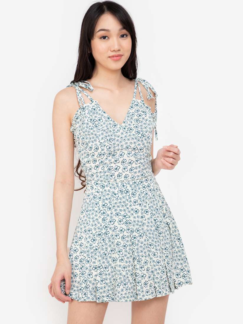 Buy ZALORA BASICS White Blue Floral Printed Mini Dress Dresses for Women 17990890 Myntra