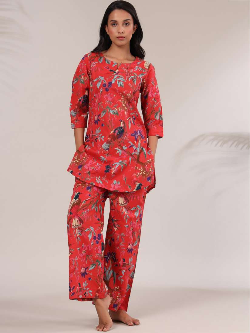 Buy JISORA Women Red Printed Night suit Night suits for Women 17992540 Myntra