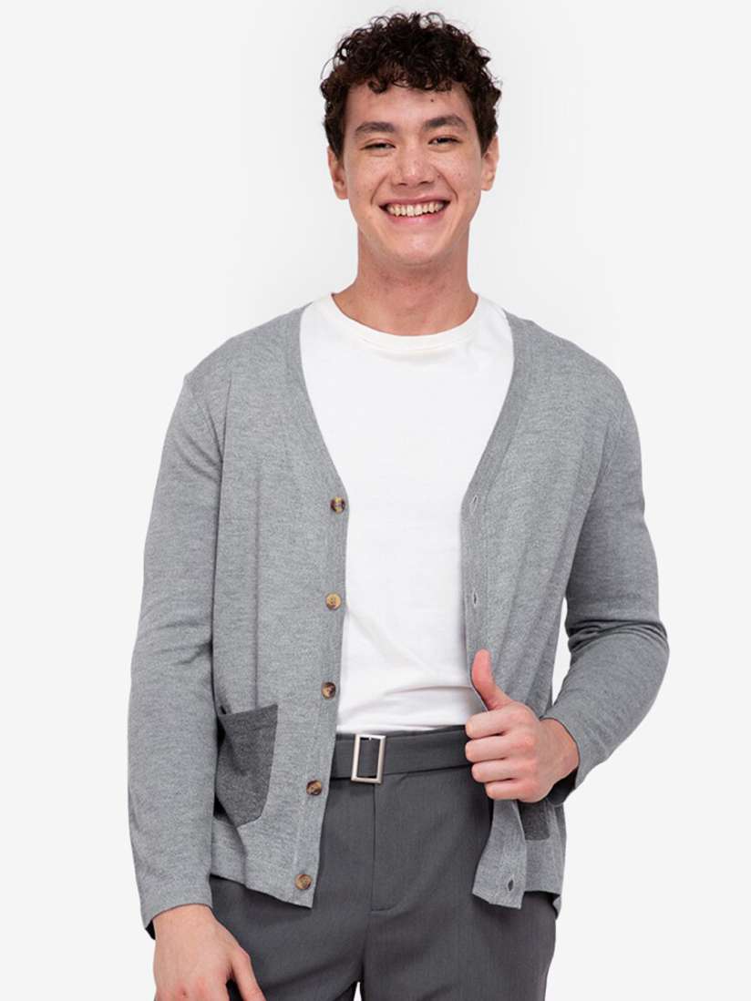 Buy ZALORA BASICS Men Grey Solid Cardigan Sweaters for Men 17994030 Myntra