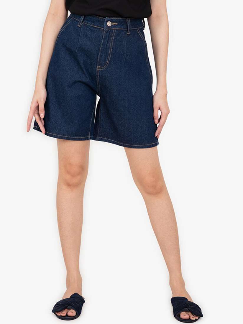 Buy ZALORA BASICS Women Blue High Rise Denim Shorts Shorts for Women 17995698 Myntra