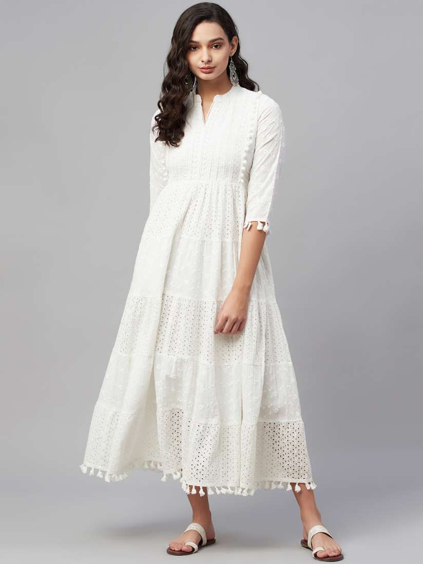 Buy AMIRAS INDIAN ETHNIC WEAR White Ethnic Motifs Embroidered Ethnic Maxi Dress Ethnic Dresses for Women 18003698 Myntra