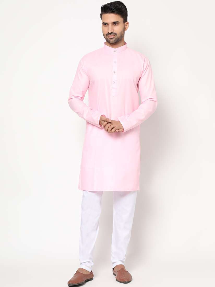 Buy PEONY SMART WORLD Men Pink Linen Kurta with Pyjamas Kurta Sets for Men 18011136 Myntra