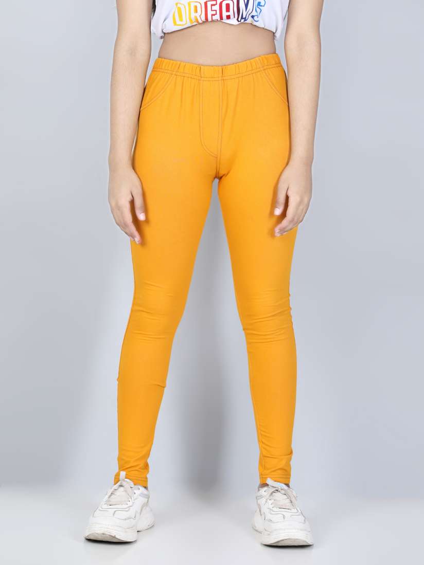 Buy StyleStone Girls Mustard Yellow Cotton Jeggings Jeggings for Girls 18011388 Myntra