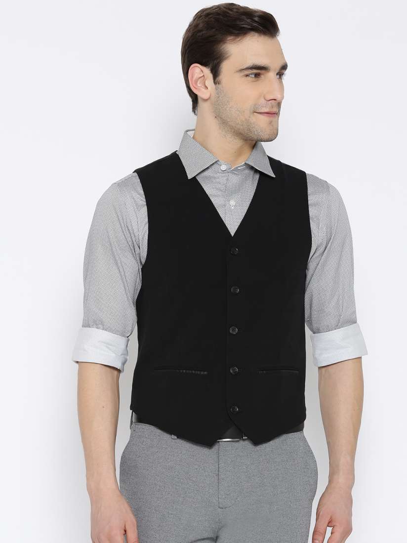 Buy Jack Jones Black Solid Waistcoat Waistcoat for Men 1801246 Myntra