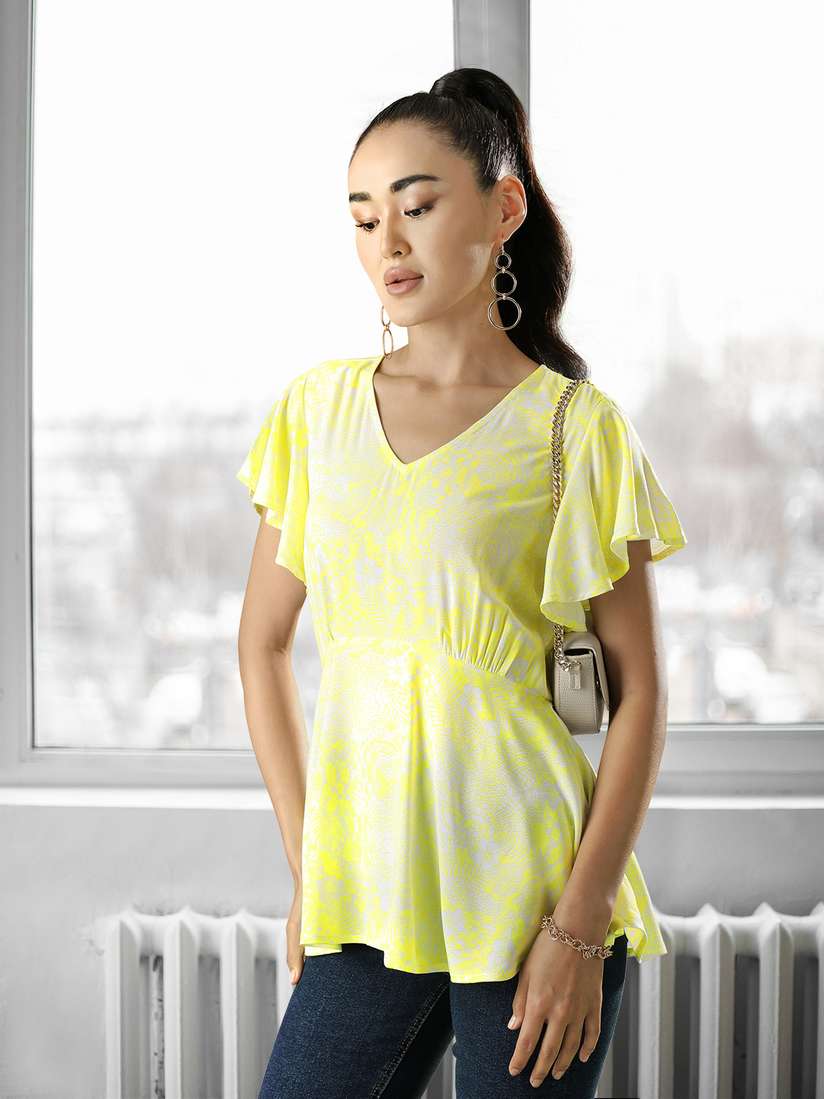 Veromoda Myntra Yellow Top Vero Moda Yellow White Floral Print