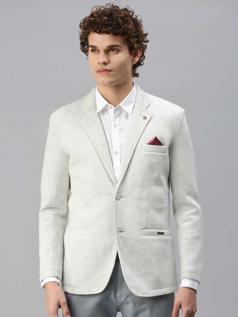 Buy SHOWOFF Men Off White Solid Single Breasted Slim Fit Blazer Blazers for Men 18015206 Myntra
