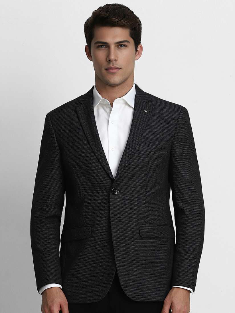 Buy Louis Philippe Men Black Self Design Double Breasted Slim Fit Formal Blazer Blazers for Men 18021848 Myntra