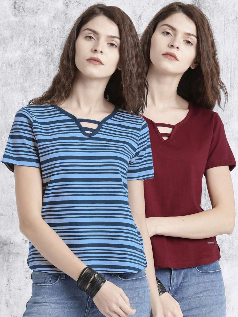Buy Roadster Women Pack Of 2 T Shirts Tshirts for Women Myntra