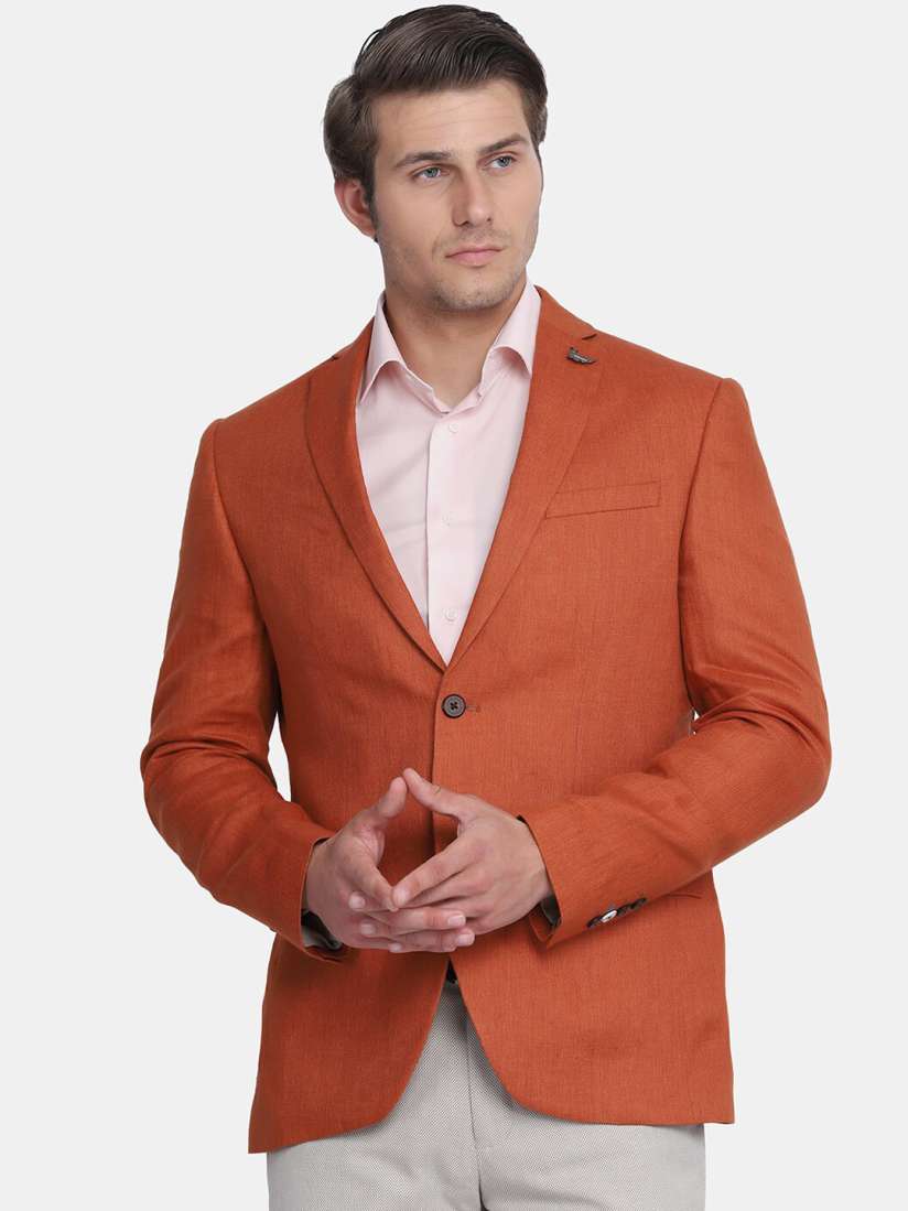 Buy Blackberrys Men Rust Coloured Solid Single Breasted Slim Fit Blazer Blazers for Men 18026348 Myntra