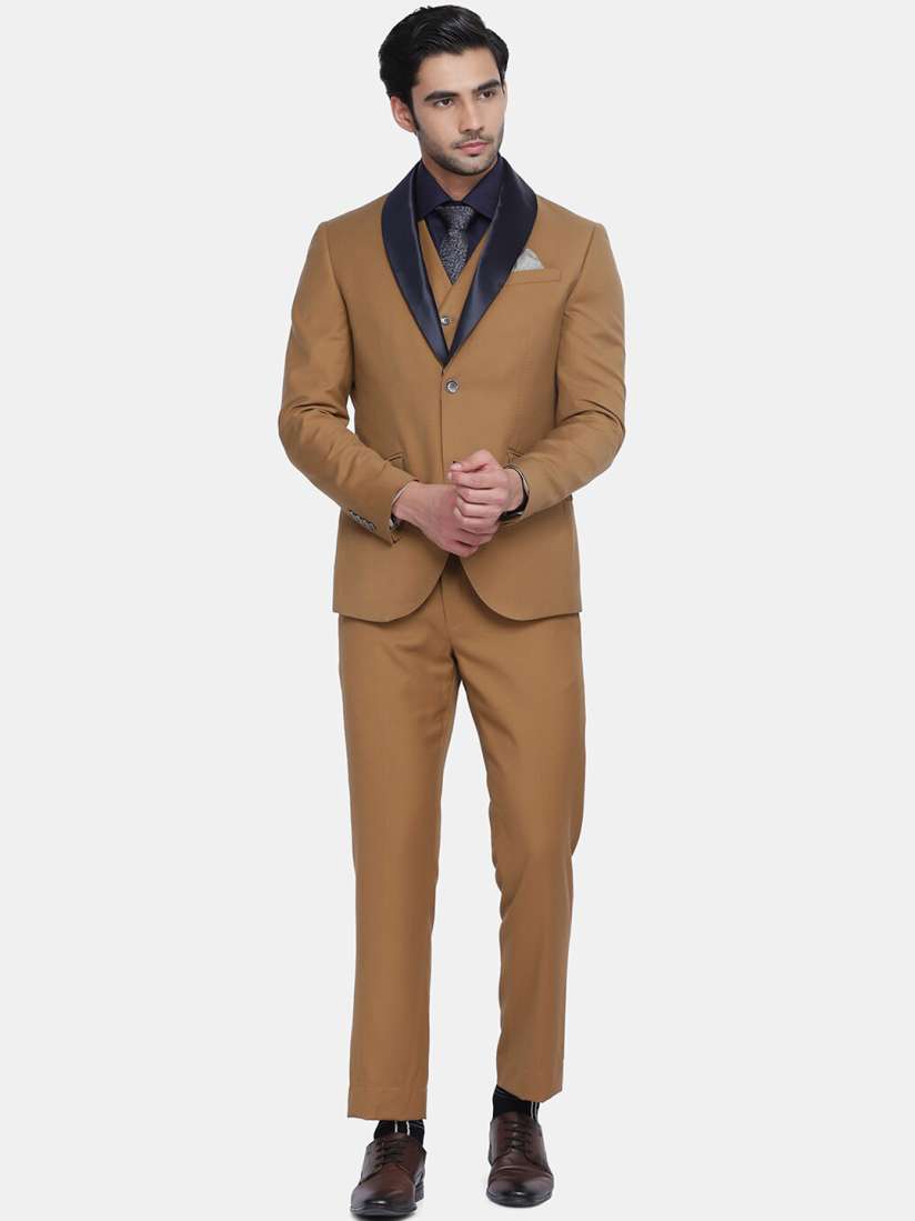 Buy Blackberrys Men Ochre Yellow Solid 3 Piece Slim Fit Formal Suit Suits for Men 18026912 Myntra