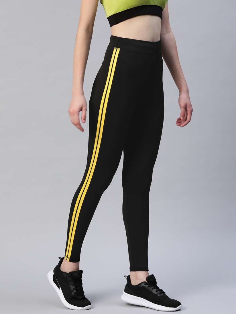 Buy Blinkin Women Black Tights Rapid Dry with Side Stripes Tights for Women 18028002 Myntra