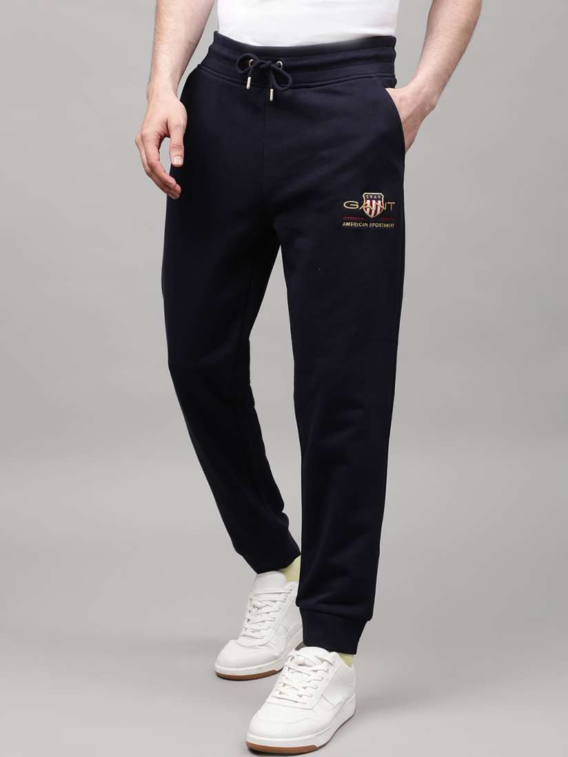 Buy GANT Men Navy Blue Solid Cotton Track Pants Track Pants for Men 18032160 Myntra