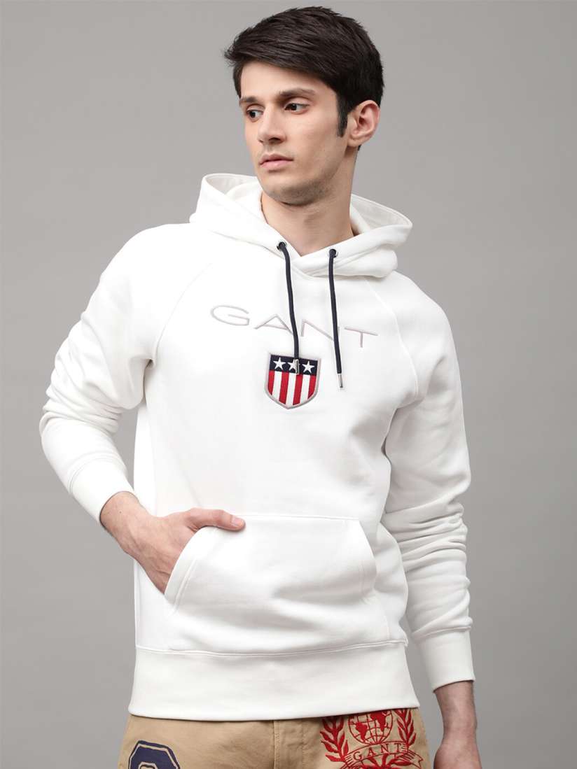 Mens white hooded sweatshirt hotsell